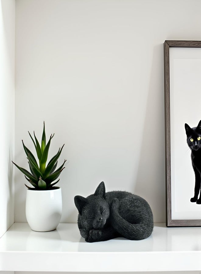 JFSM INC. 3" Sleeping Black Cat Curled Up Hand Painted Mini Figurine - Image 3